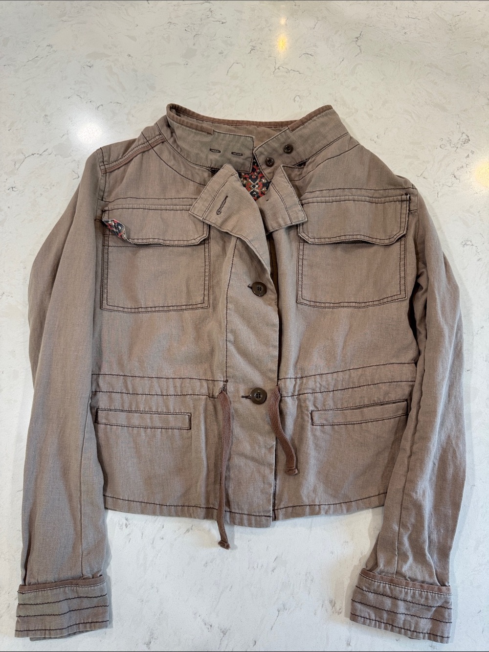 Maurices Taupe/Cafe Utility Jacket with Drawstring Waist